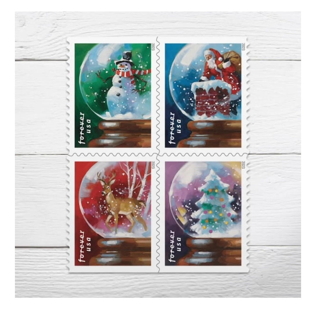 Snowglobe Christmas USPS Forever Stamps - 5 Booklets of 20 (100 total)