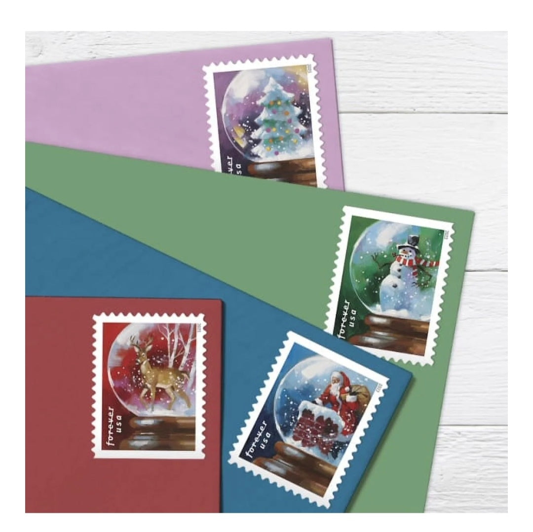 Snowglobe Christmas USPS Forever Stamps - 5 Booklets of 20 (100 total)