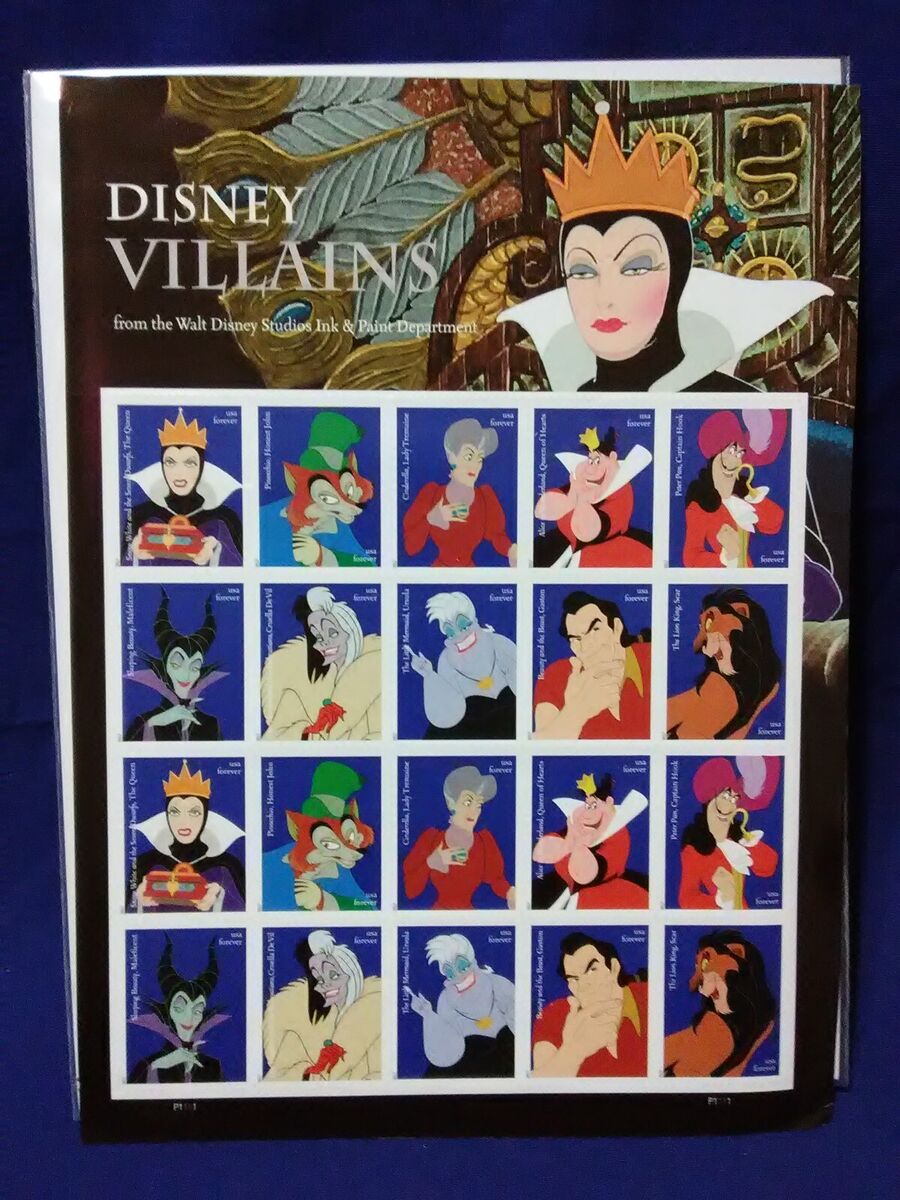 Disney Villains USPS Forever Postage Stamps (5) books of 20 (100 total)